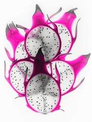 Wall Mural - a dragon fruit in black and white with pink accents on its stem
