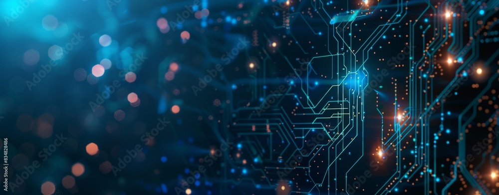 Abstract futuristic background with glowing digital data and circuit ...