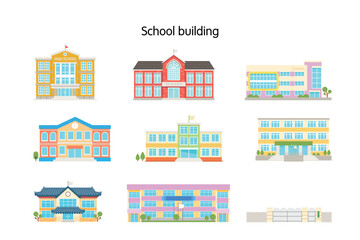 Wall Mural - school buildings of various designs. simple flat design illustration.