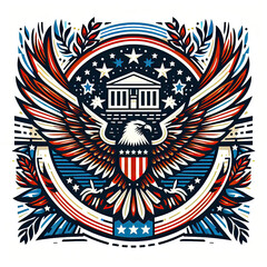 4th of July Independence Day of America logo and background