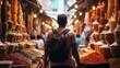 © CStock - backpacker exploring a bustling city market,