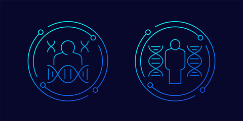 Poster - human genome or DNA icons, linear design