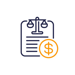 Sticker - legal costs line icon on white