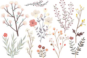 Naklejka na meble A vibrant bunch of flowers in various colors set against a clean white background.