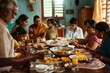 © Road Red Runner - A diverse group of people laughing and enjoying a meal together at a table.