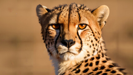 Canvas Print - cheetah portrait with sleek physique and focused gaze on the horizon