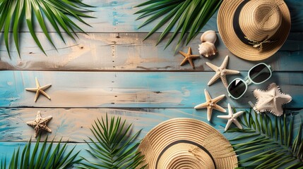 Wall Mural - summer vacation concept, travel background with copy space 