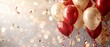 © Purichaya - Festival with red and gold balloons and ribbons, background party banner, celebration theme, bright and festive