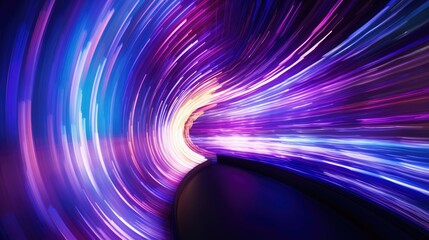 Wall Mural - Abstract flight in retro neon hyper warp space in the tunnel 3d