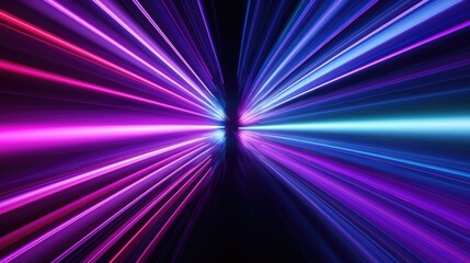 Wall Mural - Abstract flight in retro neon hyper warp space in the tunnel 3d