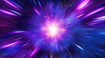 Wall Mural - Abstract flight in retro neon hyper warp space in the tunnel 3d