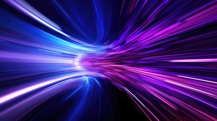 Wall Mural - Abstract flight in retro neon hyper warp space in the tunnel 3d