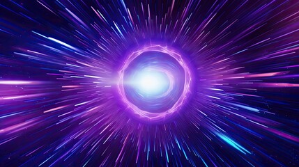 Wall Mural - Abstract flight in retro neon hyper warp space in the tunnel 3d