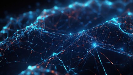 Abstract futuristic technology with polygonal shapes on dark blue background