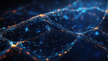 Abstract futuristic technology with polygonal shapes on dark blue background