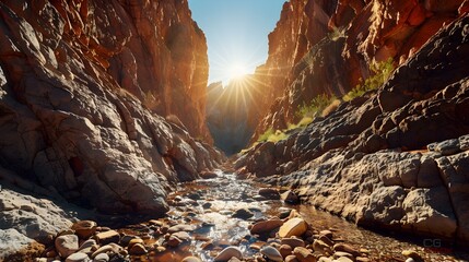 Poster - desert canyon with a stream