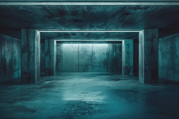 Fototapete - An old factory with dark, empty rooms and hallways