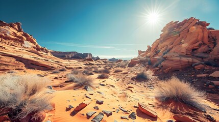 Canvas Print - desert rock formations red pic