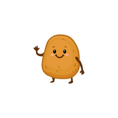 funny cartoon potato. cute character vegetable isolated on white background. doodle style. flat char