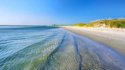 Canvas Print - sandy spit a lagoon with calm image