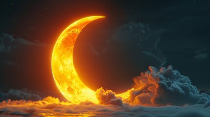 Wall Mural - glowing moon with a calming aura fantasy beautiful background wallpaper, meditation sleep concept