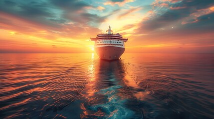 Wall Mural - A cruise liner at sunset img
