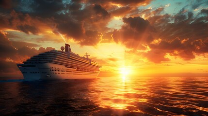 Wall Mural - A cruise liner at sunset