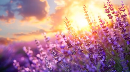 Wall Mural - lavender at sunset purple img