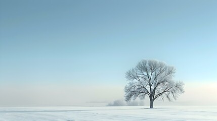 Poster - snowy plain with a solitary