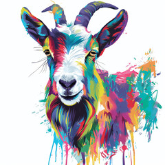 Goat in Abstract style on white background