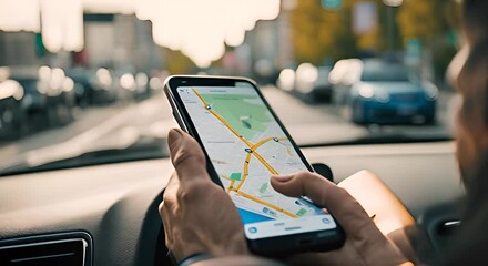 Using the mobile GPS in the car.