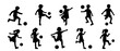 © iamabduss - Children playing football silhouette black filled vector Illustration icon