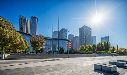 Poster - Modern Cityscape with Morning Sunlight