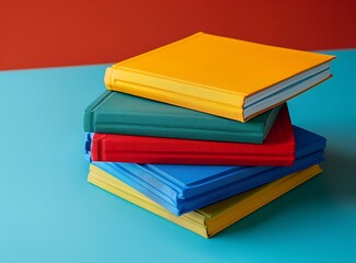 Sticker - A stack of colorful books on the table