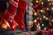 © Valentin - Fireplace socks christmas tree background