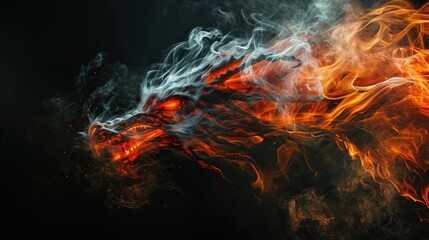 Wall Mural - A dragon made from fire and smoke.