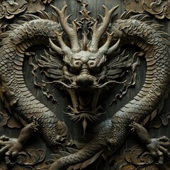 Wall Mural - Chinese zodiac dragon as the mythical animal in Eastern Asia culture. 3D rendering.