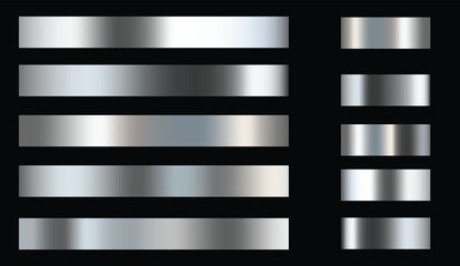 Wall Mural - Set of silver gradient sliders, web icons of different forms. Button set color silver glossy,  silver glossy squares shapes. EPS 10. 