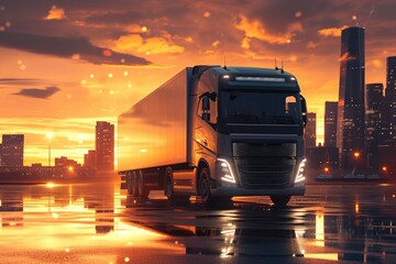 Logistics Brilliance: Urban Sunset Glow