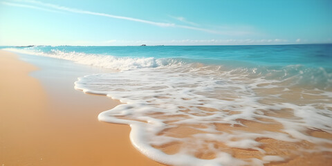 Wall Mural - A postcard with the sea motif. Beautiful beach by the sea in summer.