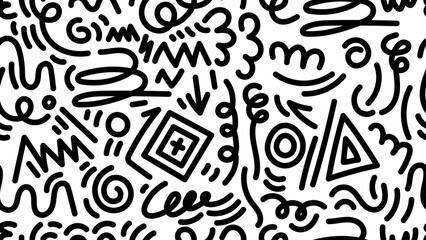 Doodle line art seamless background