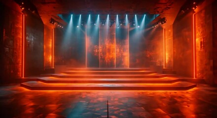 Wall Mural - Empty stage light background Illuminated stage with warm lighting design for modern dance performance Entertainment show Stage design for modern dance Spotlight effect on stage