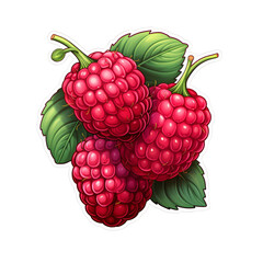 Wall Mural - a group of raspberries with leaves