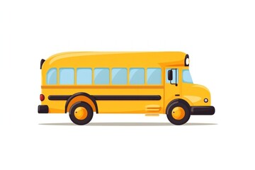 Yellow School Bus 2D Flat Illustration. School Bus mockup with copy and logotype space Isolated. school bus isolated, flat design icon back to school concept.