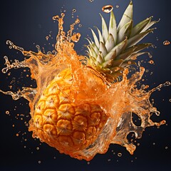 Wall Mural - a pineapple with a splash of juice