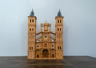 Poster - view of a small-scale wooden model of the Cathedral of Saint Mary in Astorga