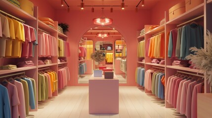 Sticker - Interior of a luxury clothing store. 3D illustration