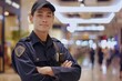 © Yuliia - Security guard professional safety patrol man police employee mall safe business protect serve confident authority public space secure guarding agent staff shop convenience store grocery