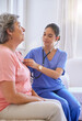 © N Hiraman/peopleimages.com - Nurse, woman and stethoscope in senior house, nursing home and caregiver with patient for heart healthcare. Check up, appointment and listen for chest problem, medical employee and wellness help
