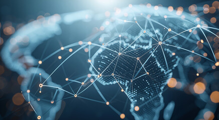 Poster - Create a sophisticated and modern the essence of a global innovation network. convey international cooperation, innovation, and industry leadership, global connectivity, global market. Generative AI.